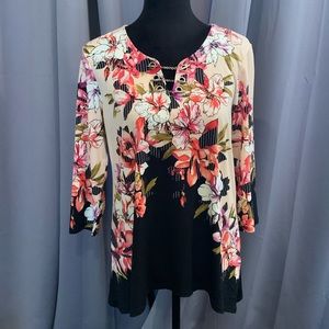SUPER SEXY embellished top by JM Collection. Size P/M. 3/4” sleeves. BRAND NEW!
